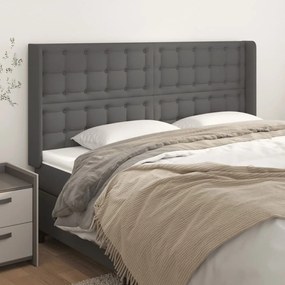 vidaXL Tăblie de pat cu aripioare gri 163x16x118/128 cm catifea