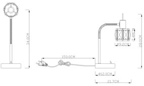 Globo 54356-1T - Lampă de masă KRIS 1xE14/40W/230V