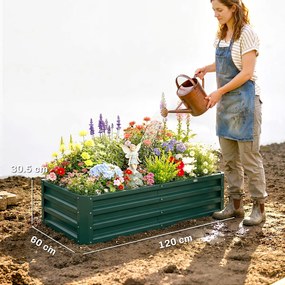 Outsunny Pat de Gradina Galvanizat Inaltat pentru Cultivare Legume Flori Plante Aromatice Cutie de Plantare Metalica Verde 120x90x30cm | Aosom Romania
