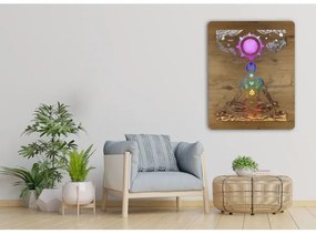 Li-Go 4421/A/4 - Decorațiune LED de perete LED/10W/5V 30000 mAh 70x90 cm stejar/chakre