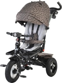 Tricicleta cu copertina detasabila NOVOKIDS™ Jockey Trike , Cu far luminos si melodii, Roti gonflabile din cauciuc, Pozitie somn, Pedale si maner