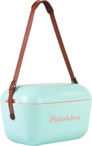 Geanta frigorifica Polarbox Classic, 20 litri, Polistiren AIRPOP, 5-15°C pana la 24 h, Curea clasică din piele, Albastru/Roz