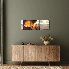 Tablou - Comoară pe plajă (cu ceas) (90x30 cm)
