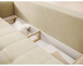 Canapea bej extensibilă/cu spațiu de depozitare cu tapițerie din catifea 242 cm Weltton – ELTAP