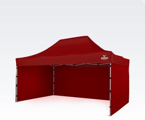 Cort pavilion pliabil 3x4,5m - cu 3 pereți - Roșu