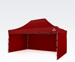 Cort pavilion pliabil 3x4,5m - cu 3 pereți - Roșu