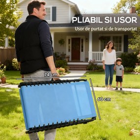 Outsunny Șezlong de Plajă Reclinabil în 3 Poziții - Alb Crem | Aosom Romania