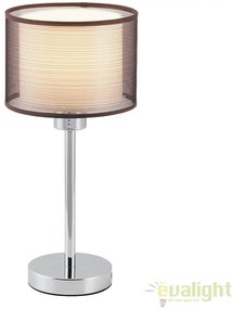 Veioza, Lampa de masa design modern, finisaj crom/ maro, diametru 18cm, Anastasia 2631 RX