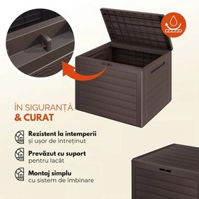 Cutie de depozitare WOODEBOX, 190L, 78x44x55cm, maro închis Prosperplast