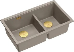 Chiuveta compozit sub blat Quadron Logan 120 bej soft taupe - auriu 76x45 cm