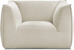 Fotoliu bej cu tapițerie din catifea reiată Giorgia – Bobochic Paris