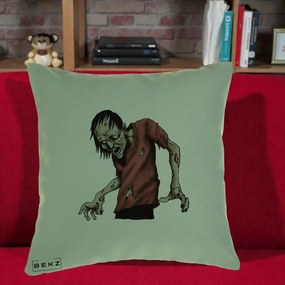 Perna Decorativa Halloween Zombie Infricosator, 40x40 cm, Verde, Husa Detasabila, Perna Inclusa, BEKZ®