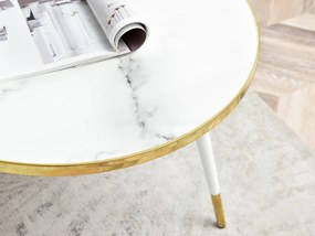Set de 2 măsuțe de cafea Zoya Zest S (marmură albă + auriu). 1111891