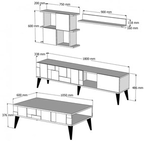 Set Complet Living Madrid Walnut-Antracit