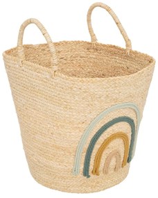 Cos pentru jucarii cu curcubeu, bumbac si fibra de porumb, inaltime 35 cm