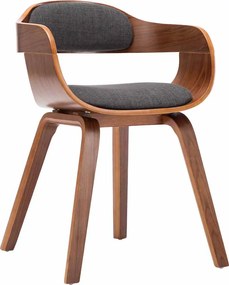 vidaXL Scaun de bucătărie, gri închis, material textil și lemn curbat