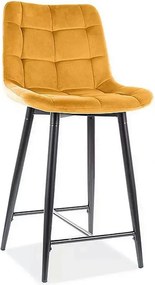 Scaun bar CHIC H-2, galben - Bluvel 68/negru, stofa catifelata/metal,