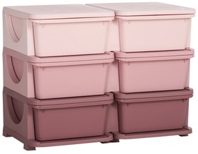 HOMCOM Comodă 6 Sertare pentru Copii cu Margini Rotunjite din PP Roz | Aosom Romania