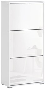 HOMCOM Dulap de Pantofi Dulap de pantofi cu 3 uși rabatabile 3 Compartimente din lemn 60L x 26l x 124Î cm Alb lucios | Aosom Romania