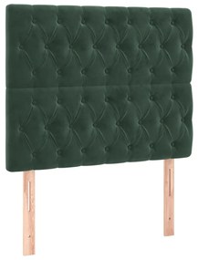 Cadru de pat cu tablie, verde inchis, 90x200 cm, catifea Verde inchis, 90 x 200 cm, Design cu nasturi