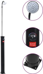 vidaXL Duș solar de grădină, negru, 215 cm, 8 L