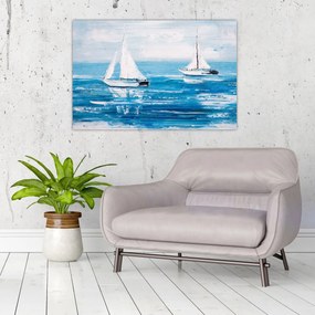 Tablou - Pictură yacht pe mare (90x60 cm)