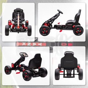 AIYAPLAY Kart cu Pedale pentru Copii, karting pentru copii 3-6 ani cu ambreiaj automat, frână, roți EVA antiderapante, roșu | Aosom Romania