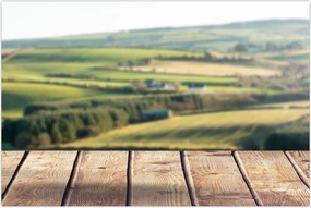 Tablou - Raft din lemn cu peisaj (90x60 cm)