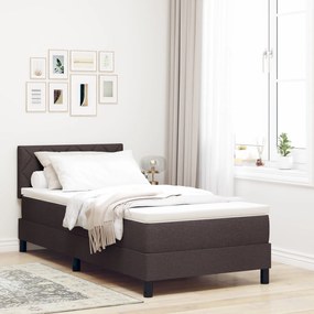 vidaXL Pat cu box spring cu saltea &amp; LED maro închis 90x200 cm din țesătură