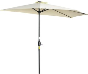 Outsunny Umbrelă Semicirculară cu 20 Lumini LED, Panou Solar, Manivelă si Tijă în 2 Secțiuni, 270x135x240cm, Bej | Aosom Romania