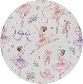 BAMBINO 61600 cerc covor lavabil Balerina, pentru copii anti-alunecare - cremă / roz