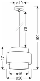 Lustră neagră-în culoare naturală cu abajur textil ø 20 cm Twin – Candellux Lighting