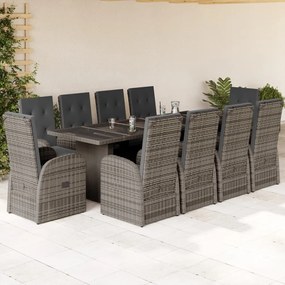 3277606 vidaXL Set mobilier de grădină cu perne, 11 piese, gri, poliratan