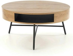 Masuta cafea CAMILA, stejar auriu/negru, 80x80x41 cm