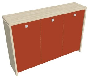 Dulap mediu pentru haine Verno 188 x 46 x 130 cm, uși de sticlă, salcâm / portocaliu