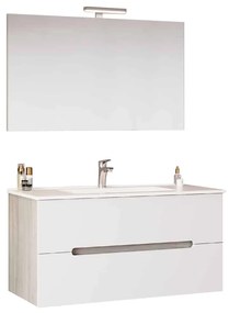 Set Mobilier Baie Suspendat Orchid, Alb-Gri Natur 80 cm