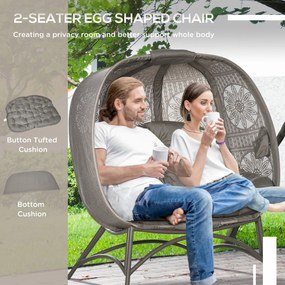 Outsunny Scaun Pliabil în Formă de Ou cu 2 Locuri, Design Modern, Maro Nisip, Confortabil pentru Grădină și Terasă | Aosom Romania