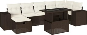 vidaXL Set canapele de grădină cu perne, 8 piese, maro, poliratan