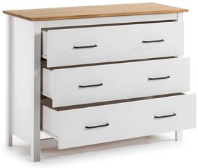 Comodă albă joasă din lemn de pin 100x80 cm Miranda – Marckeric