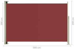 Copertina laterala retractabila de terasa, rosu, 200x300 cm Rosu, 200 x 300 cm