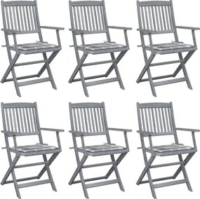 vidaXL Scaune pliante de exterior cu perne 6 buc. lemn masiv de acacia