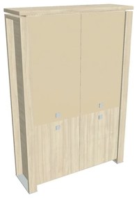 Dulap înalt Verno+ 140 x 46 x 210 cm, uși combinate, salcâm / vanilie