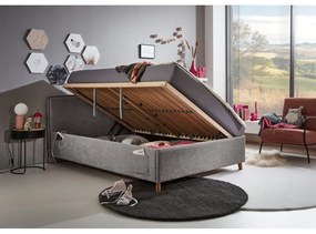 Pat pentru copii gri tapițat cu spațiu de depozitare cu somieră 120x200 cm Fun – Meise Möbel