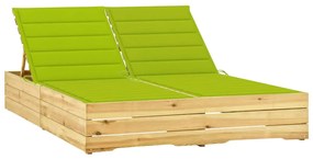 vidaXL Șezlong dublu și perne verde aprins, lemn de pin tratat