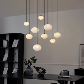 Lampă suspendată Art Deco aurie cu sticlă opal 9 lumini - Yani