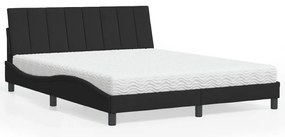 vidaXL Pat cu saltea, negru, 160x200 cm, catifea