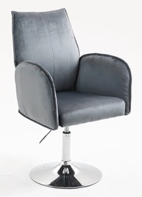 HR280N Scaun Grafit din Catifea cu Bază Cromata
