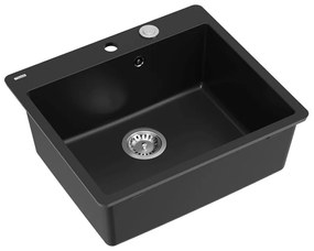 Chiuveta compozit Quadron Unique Morgan 110 negru carbon - inox 57x50 cm