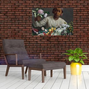 Tablou - Frédéric Bazille, Young Woman with Peonies, reproducere (90x60 cm)