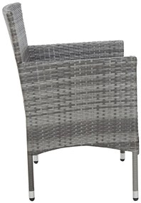 Set mobilier de gradina cu perne, 4 piese, gri, poliratan